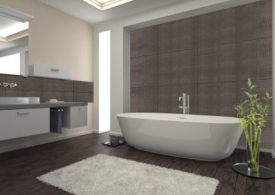 Modern Bathroom interior with LELEDO leatherwall